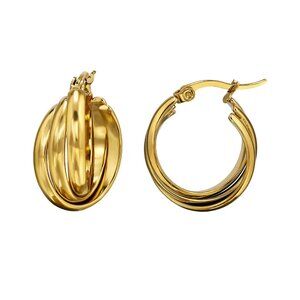 Elegant Gold Triple Hoop Earrings